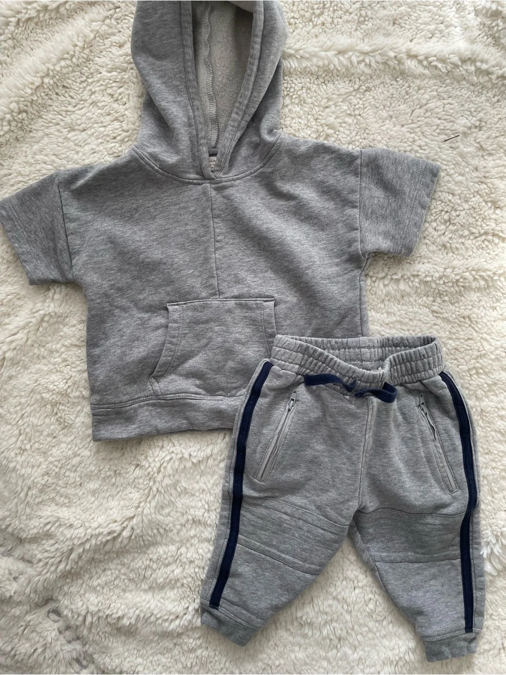 Monica + Andy Grey Hoodie & Jogger Set - Organic Cotton 9-12M